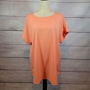 ZENANA Outfitters Short Sleeve Cuff Top Peach Orange Size Large